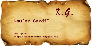 Kaufer Gerő névjegykártya